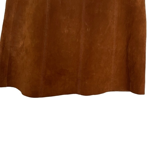 Tobi Tan Brown 100% Suede Leather A Line Mini Skirt NWT Large - Picture 7 of 12